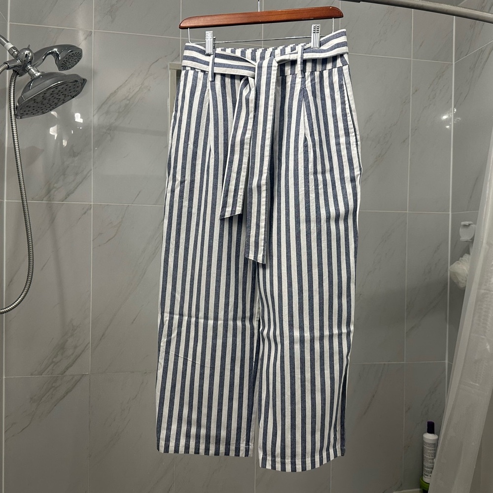Zara linen striped cropped trouser